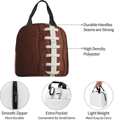 Vista 3 de Bolsa de almuerzo con aislamiento reutilizable de fútbol para mujeres y hombres, impermeable, lonchera térmica para el trabajo, oficina, viajes