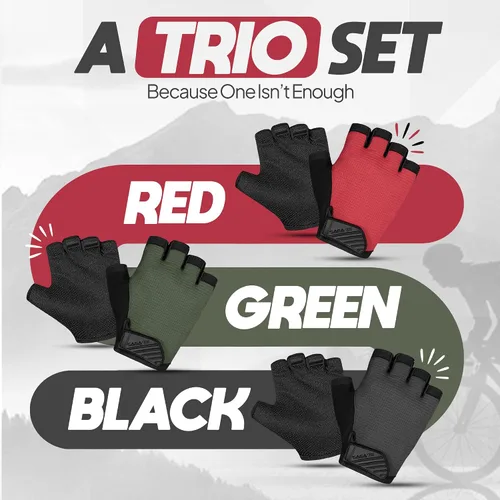 Vista 6 de 3 pares de guantes de ciclismo para niños, guantes de ciclismo antideslizantes sin dedos para niños y niñas Guantes de moto para niños