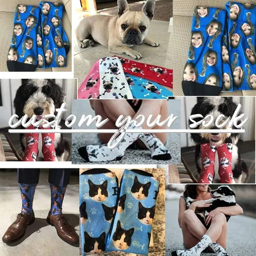 Vista 4 de D-Story Custom your face - Calcetines suaves para mujeres y hombres 15.35", personalizables