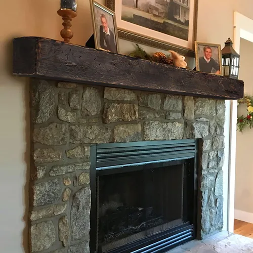 Vista 3 de Rustic Floating Fireplace Mantel (Pick your size and color)