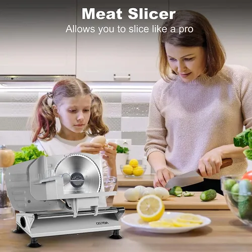 Vista 11 de OSTBA Cortadora eléctrica de carne con cuchillas de acero inoxidable de 6.7