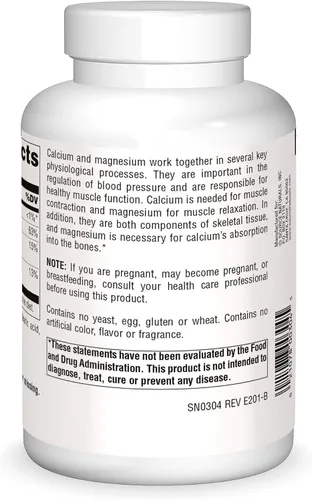 Vista 2 de Source Naturals Calcio y magnesio, complejo de aminoácidos con vitamina D-3, 300 mg - 250 tabletas