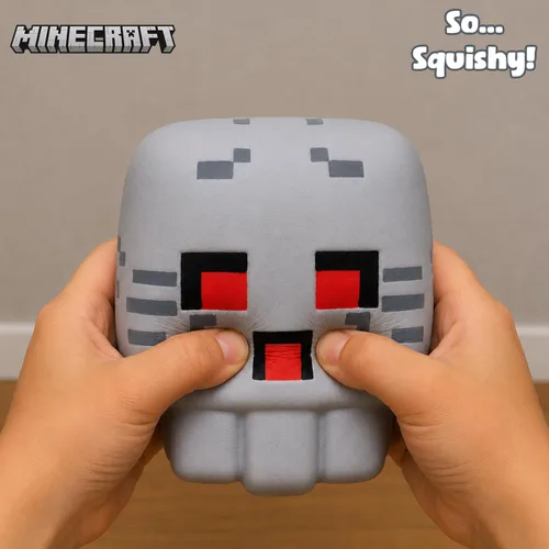 Vista 2 de Minecraft Ghast Mega SquishMe Series 3 - Perfecto para recuerdos de fiesta, premios de aula, juguetes para aliviar el estrés, cajas de tesoros