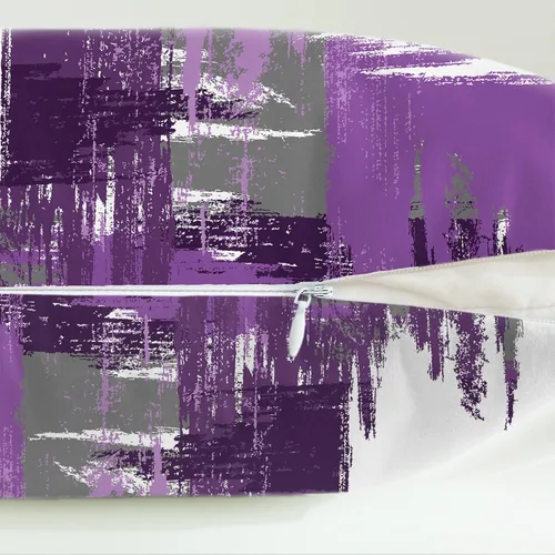 Vista 7 de CaliTime Fundas de almohada decorativas de 16 x 16 pulgadas, paquete de 2 fundas de cojín acogedoras de vellón entrelazadas con pinceladas de Morado