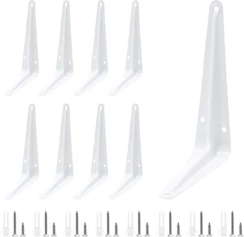 Vista 12 de Uenhoy Paquete de 10 soportes de estante negros de 4 x 3 pulgadas, soportes flotantes de metal resistentes para montaje en pared, soportes