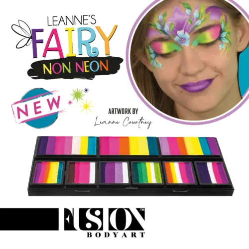 Vista 2 de FUSION BODY ART Paleta de pétalos de pintura facial de calidad profesional, colección Leanne Fairy Seguro y no tóxico - Kit de pintura facial