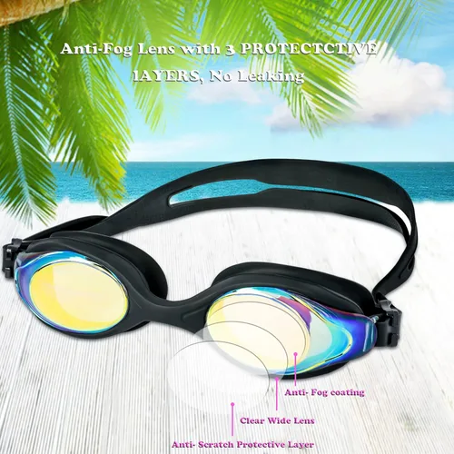 Vista 4 de EWPJDK Gafas de natación para niños, paquete de 2 gafas de natación antivaho sin fugas para niños de 3 a 15 años