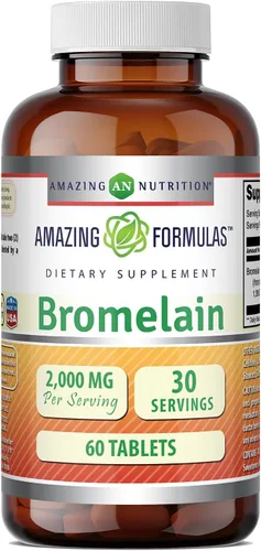 Vista 6 de Amazing Formulas Bromelain 2000 mg por porción, suplemento de tabletas, sin OMG, sin gluten, fabricado en Estados Unidos (1 paquete, 120 unidades)