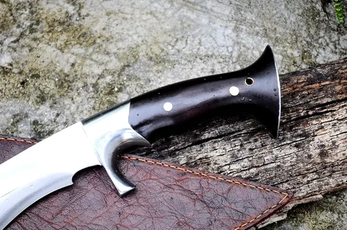 Vista 5 de Cuchillo kukri moderno Cheetlange de hoja de 13 pulgadas de largo con templado, afilado, listo para usar