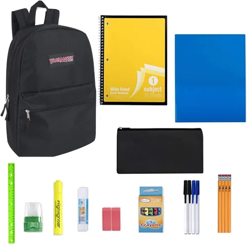 Vista 7 de Trail maker Mochila con kit de suministros escolares para niños, mochila con 20 piezas de material escolar