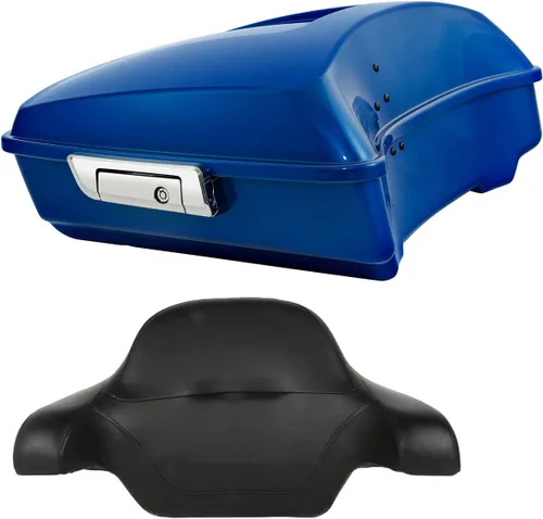 Vista 25 de Respaldo de Maletero de Equipaje King Tour Negro Brillante con Placa de Rack de Montaje Compatible con Harley Modelos Touring 2014-2025 Road Glide