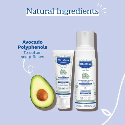 Vista 6 de Mustela Baby Cradle Cap Bundle – Champú natural para bebé y crema Cradle Cap – con aguacate natural – Juego de 2 piezas