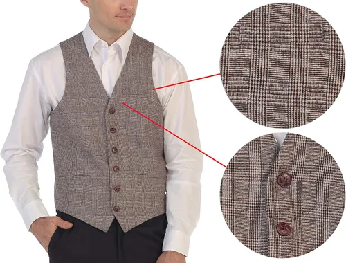 Vista 53 de Gioberti Chaleco de tweed formal de 6 botones para hombres