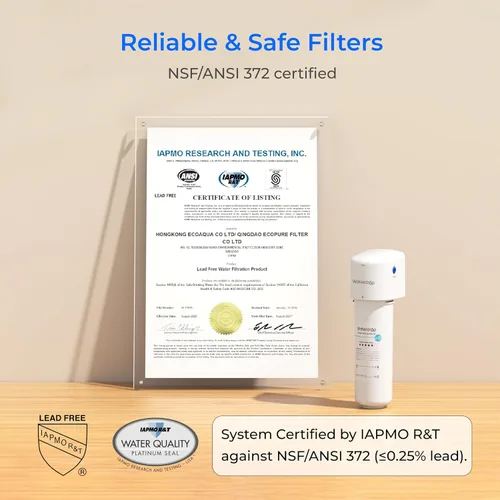 Vista 5 de Waterdrop Sistema de filtro de agua alcalina para fregadero WD-ALK16, agua mineralizante a 9.5 pH, certificado NSF/ANSI 372, compatible con sistemas