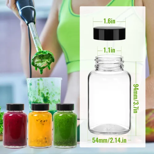 Vista 2 de 4oz Ginger Shots Bottles 16Pack- Portable Leakproof Glass Jars with Lids Botellas pequeñas de vidrio para zumo con tapas para inyección de bienestar