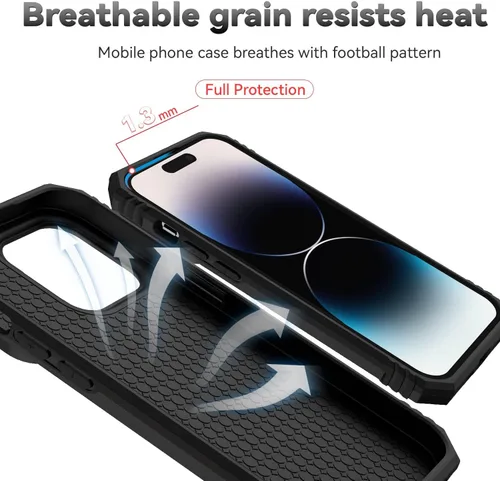 Vista 8 de Funda magnética compatible con iPhone 14 Pro de 6.1 pulgadas, funda magnética para iPhone 14 Pro con cubierta de cámara y soporte de grado militar