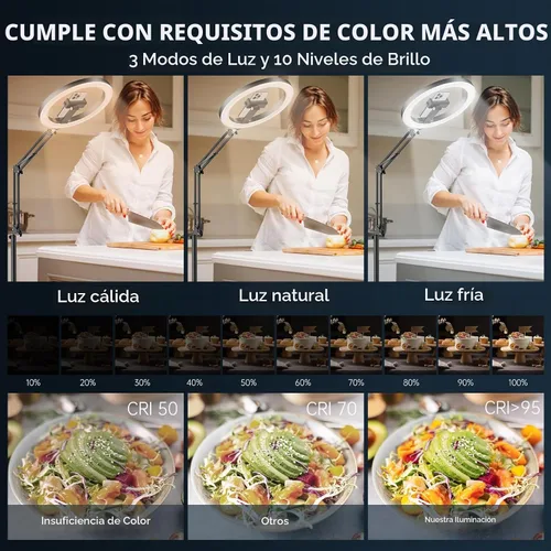 Vista 5 de Anillo de luz de 12 pulgadas con trípode para iPhone, soporte de cámara de teléfono superior, soporte de trípode ajustable de 72 pulgadas de altura