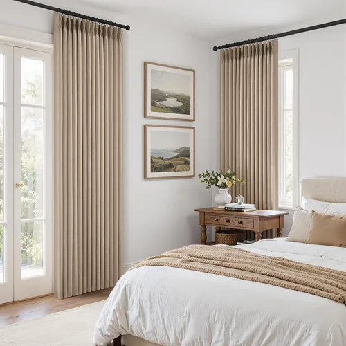 Vista 58 de Topfinel - Cortinas opacas plisadas de 96 pulgadas para dormitorio, 2 paneles Natural