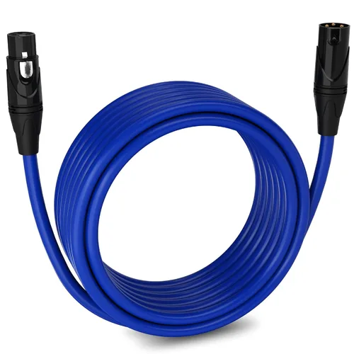 Vista 147 de LyxPro Cable de micrófono XLR hembra a macho de ángulo recto de 3 pines de 1.5 pies para altavoces amplificados, interfaz de audio, rendimiento