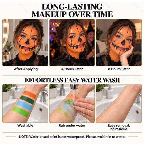 Vista 6 de Pintura corporal blanca para maquillaje de Halloween, crema a base de agua Blanco