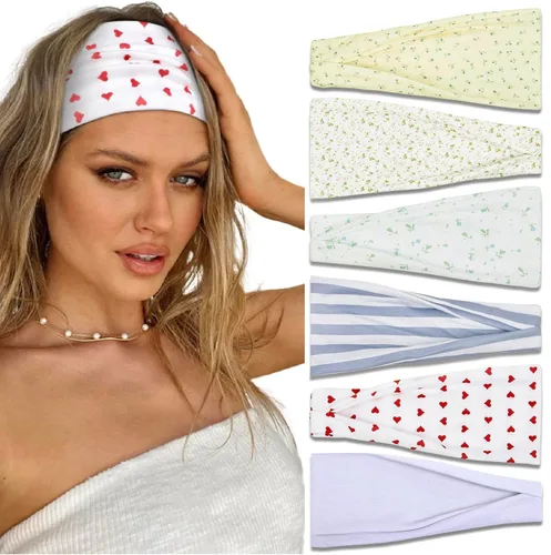 Vista 10 de TERSE Diademas para mujer, bandas de pelo de lunares de moda para yoga, entrenamiento, todos los días, bandas anchas y gruesas para la cabeza