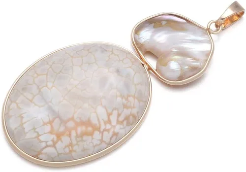 Vista 10 de LE SKY colgantes de piedra natural perlas de agua dulce y concha de abulón colgantes para la fabricación de joyas 31X76mm (2 PCS)., Piedra Perla