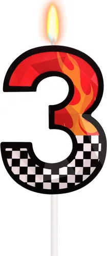Vista 12 de Vela de cumpleaños número 1 de coches de carreras, decoraciones