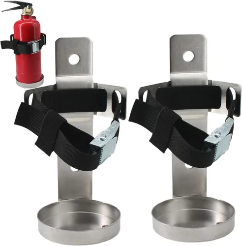 Vista 6 de Soporte para extintor de incendios, soporte de pared, compatible con extintores de incendios de 2.5 libras, acero inoxidable