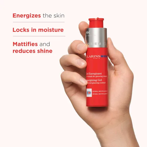 Vista 2 de CLARINS MEN Gel energizante Gel hidratante fresco y matificante para hombres Energiza la piel y bloquea la humedad Matifica y desbrilla