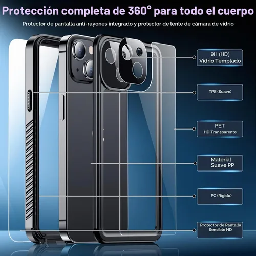 Vista 5 de Red2Fire 2024 Nuevo para iPhone 13 Funda impermeable, [protector de pantalla incorporado y protector de cámara] [cuerpo completo a prueba de golpes]