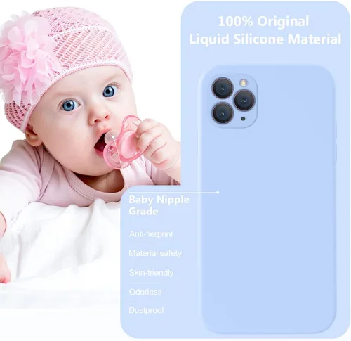 Vista 7 de Vooii Funda compatible con iPhone 11 Pro, silicona líquida mejorada con bordes planos, protección de cámara, forro de microfibra antiarañazos suave