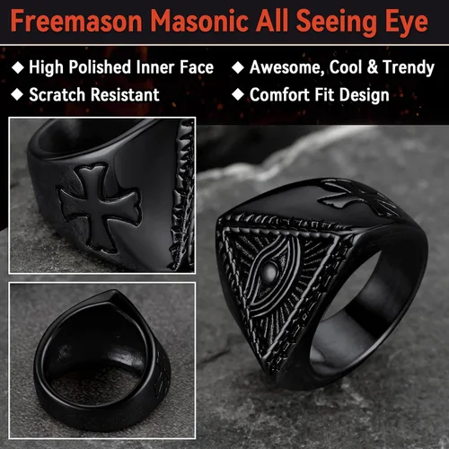 Vista 4 de FaithHeart Anillo de ojo de Dios para hombres y mujeres, acero inoxidable, chapado en oro de 18 quilates, anillos personalizados, Acero inoxidable