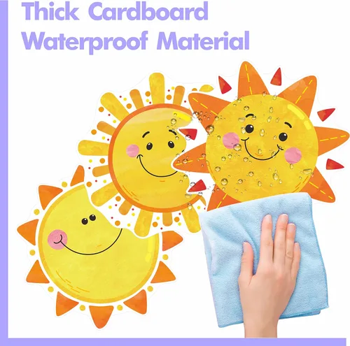 Vista 4 de 60 piezas de recortes de sol, 10 diseños de decoración de tablón de anuncios, recortes de sol, manualidades, proyectos de primavera, verano