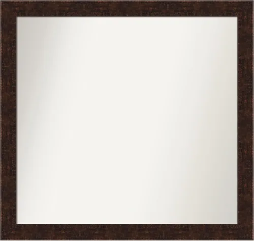 Vista 106 de Amanti Art Espejo de baño de bronce para sobre fregadero, 24 x 24 pulgadas, espejo de tocador cuadrado estrecho de bronce Manhattan, marco de madera