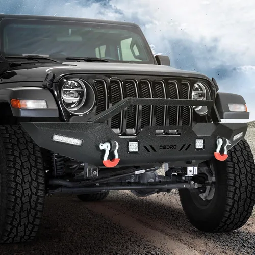 Vista 4 de OEDRO parachoques delantero compatible con Jeep Wrangler JL/JLU 2018-2025, 20-25 Gladiator, parachoques Rock Crawler con montaje de placa