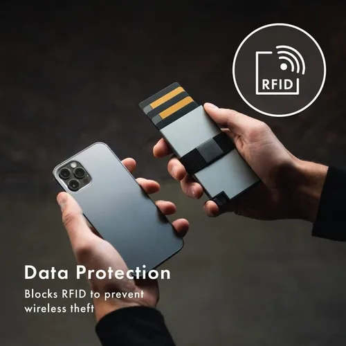 Vista 4 de Ekster Tarjetero de aluminio Cartera minimalista delgada de 02 pulgadas con placa trasera expandible Capa de bloqueo RFID para protección de datos