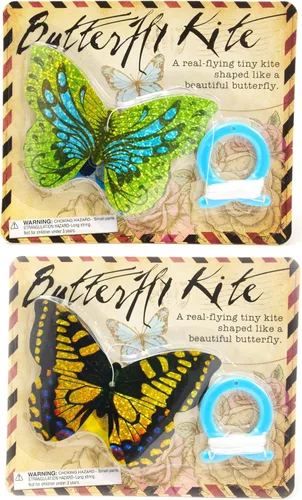 Vista 3 de House of Marbles Mini cometa de mariposa para niños, pequeña cometa voladora de una línea con cuerda de 19.7 pies, juguete colorido para exteriores