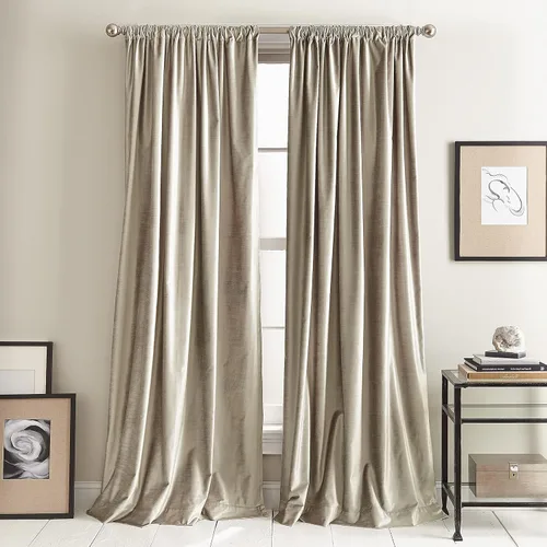 Vista 12 de Cortinas DKNY Modernas con Nudos de Terciopelo Forrado, Paneles Pares, 108", Carbón Gris antracita