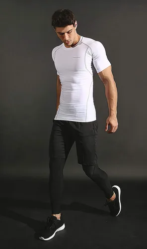 Vista 3 de Devops - Camisetas de compresión para hombre (2 3 unidades), manga corta, camiseta base para entrenamiento