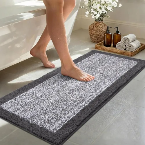 Vista 95 de Alfombras de baño de 17 x 24 pulgadas, antideslizantes, lavables, color gris, para bañera, tapete de baño para baño, tapete suave y absorbente