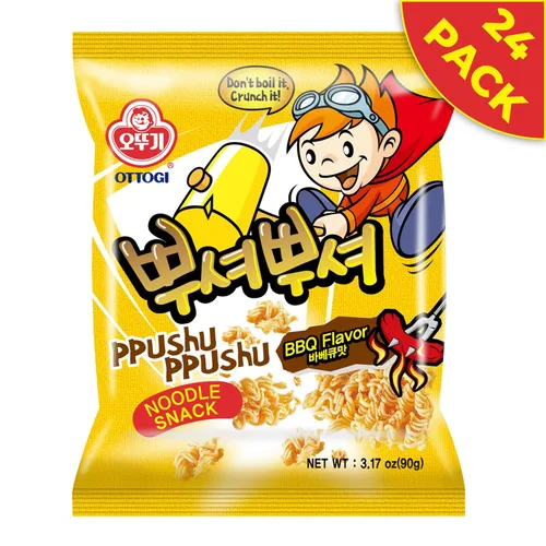 Vista 4 de OTOKI Ppushu Ppushu - Bocadillo de fideos con sabor a barbacoa, aperitivo coreano de ramen, aplastar para comer, 3.16 onzas, paquete de 24