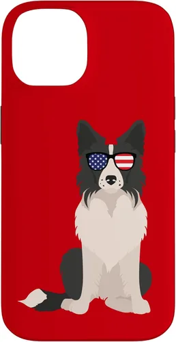 Vista 4 de Border Collie July 4th Patriotic American Sunglasses Dog Case for iPhone 16