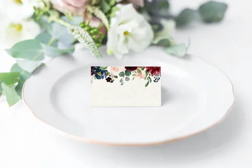 Vista 2 de Tarjetas de lugar rústicas burdeos, paquete de 100, tarjetas de asientos de boda, tarjetas de acompañantes, 2.5 x 3 pulgadas, puntuadas y listas