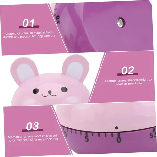 Vista 8 de PRETYZOOM Temporizador de dibujos animados Reloj decorativo de cocina para niños, temporizador giratorio para niños pequeños, cronómetro digital