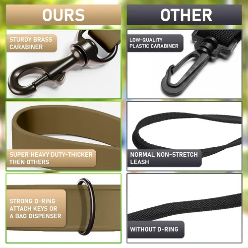 Vista 6 de Biothane - Correa para perro, extra resistente, impermeable, correa de 6 pies con clip de latón (marrón)