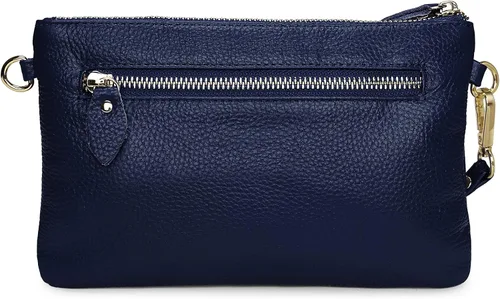 Vista 3 de Uromee Cartera de mano para mujer, de piel auténtica, con cadena de hombro desmontable