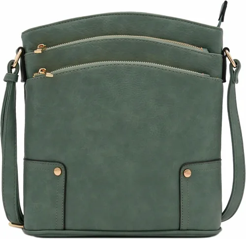 Vista 27 de Bolso cruzado grande con triple bolsillo con cremallera.
