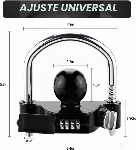 Vista 2 de Cenipar Cerradura de enganche de remolque universal con cerradura de combinación, acoplador de bola de remolque de acero resistente, se adapta a