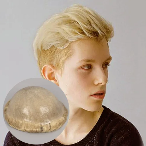 Vista 8 de Amiable toupee para hombres 0.001 in ultra suave piel fina para hombre, pieza de cabello humano real para hombres, sistema de reemplazo de cabello