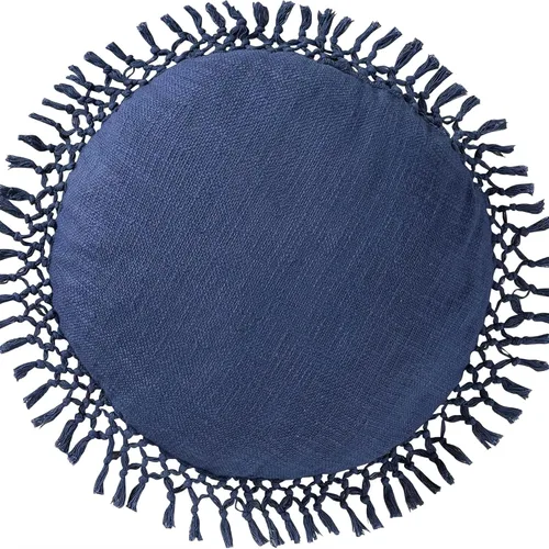 Vista 11 de Indigo Ink - Almohadas decorativas para sofá o cama, decoración bohemia del hogar, almohada redonda de algodón de 20 x 20 pulgadas con borlas